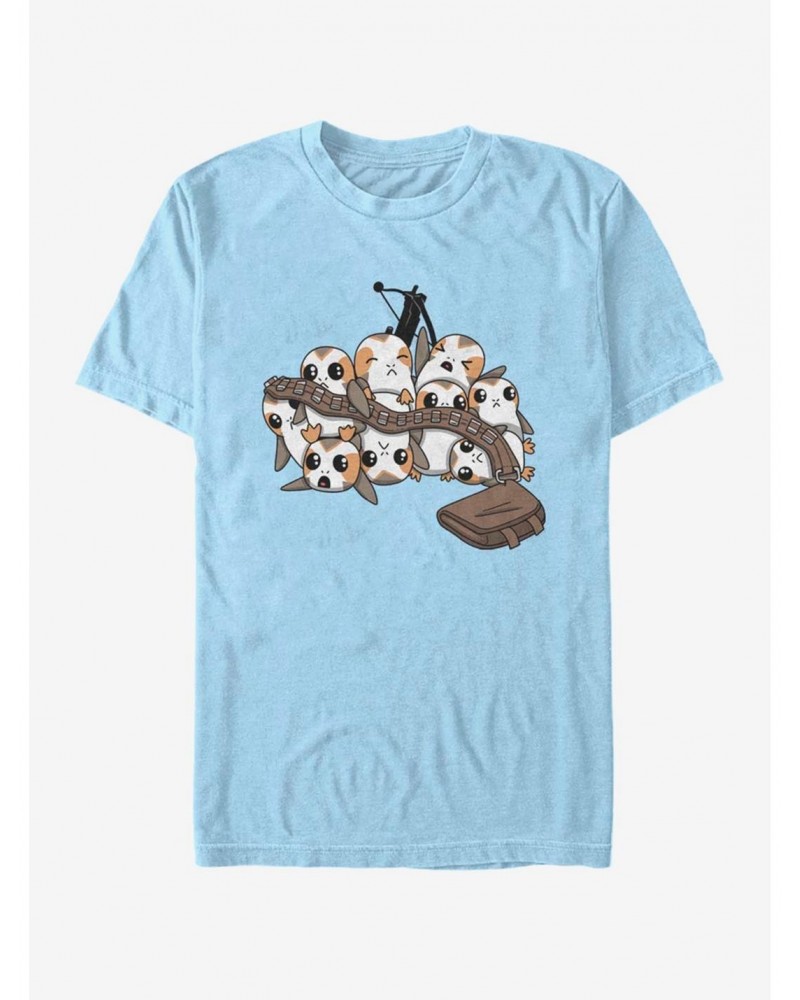 Star Wars Porg Pile and Chewbacca Accessories T-Shirt $7.30 T-Shirts