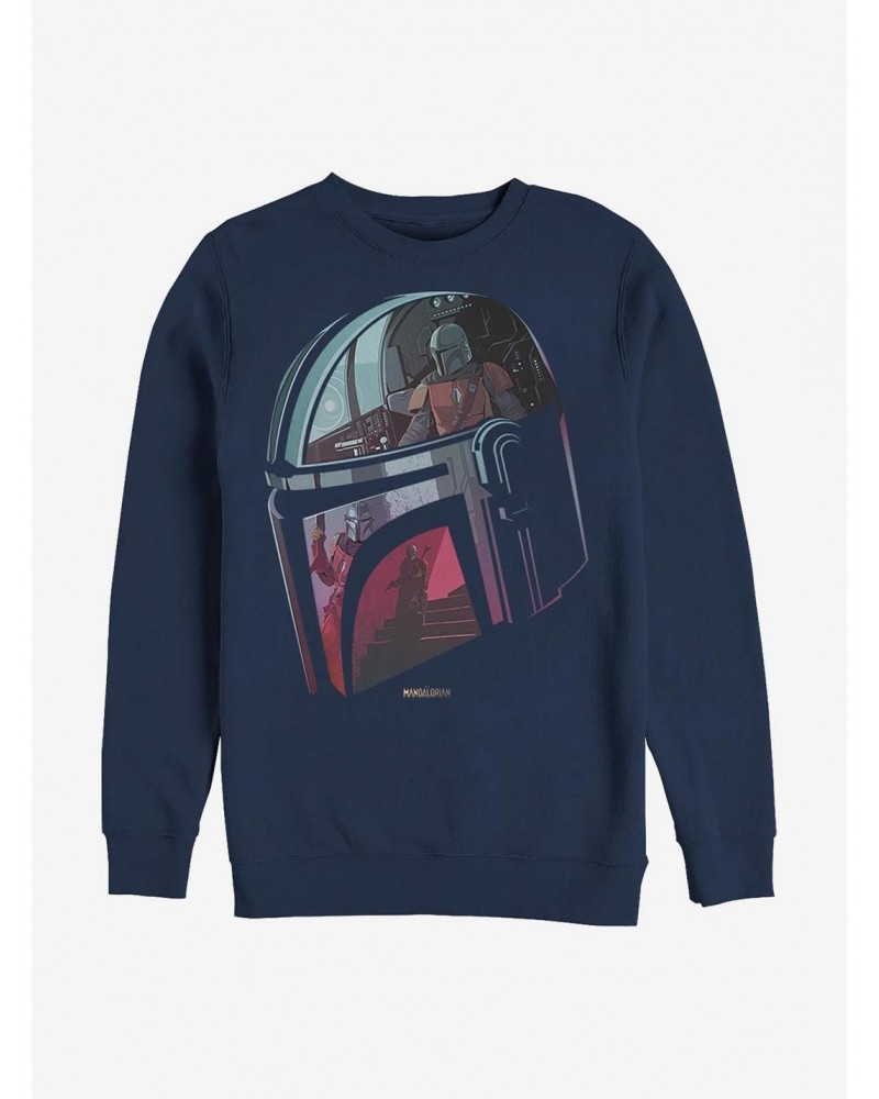 Star Wars The Mandalorian Helmet Explanation Crew Sweatshirt $9.74 Sweatshirts