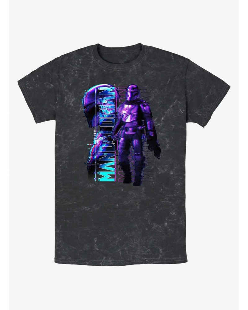 Star Wars The Mandalorian Mando Glitch Mineral Wash T-Shirt $6.06 T-Shirts