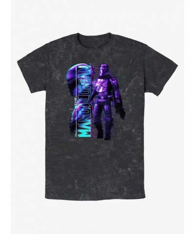 Star Wars The Mandalorian Mando Glitch Mineral Wash T-Shirt $6.06 T-Shirts