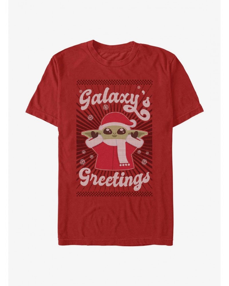 Star Wars The Mandalorian Grogu Galaxy's Greetings T-Shirt $5.59 T-Shirts