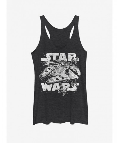 Star Wars Millennium Falcon and TIE Fighters Girls Tank - Blk Htr Color ...