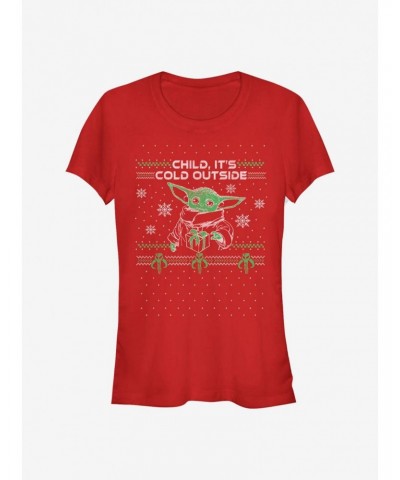 Star Wars The Mandalorian The Child Cold Outside Girls T-Shirt $5.50 T-Shirts