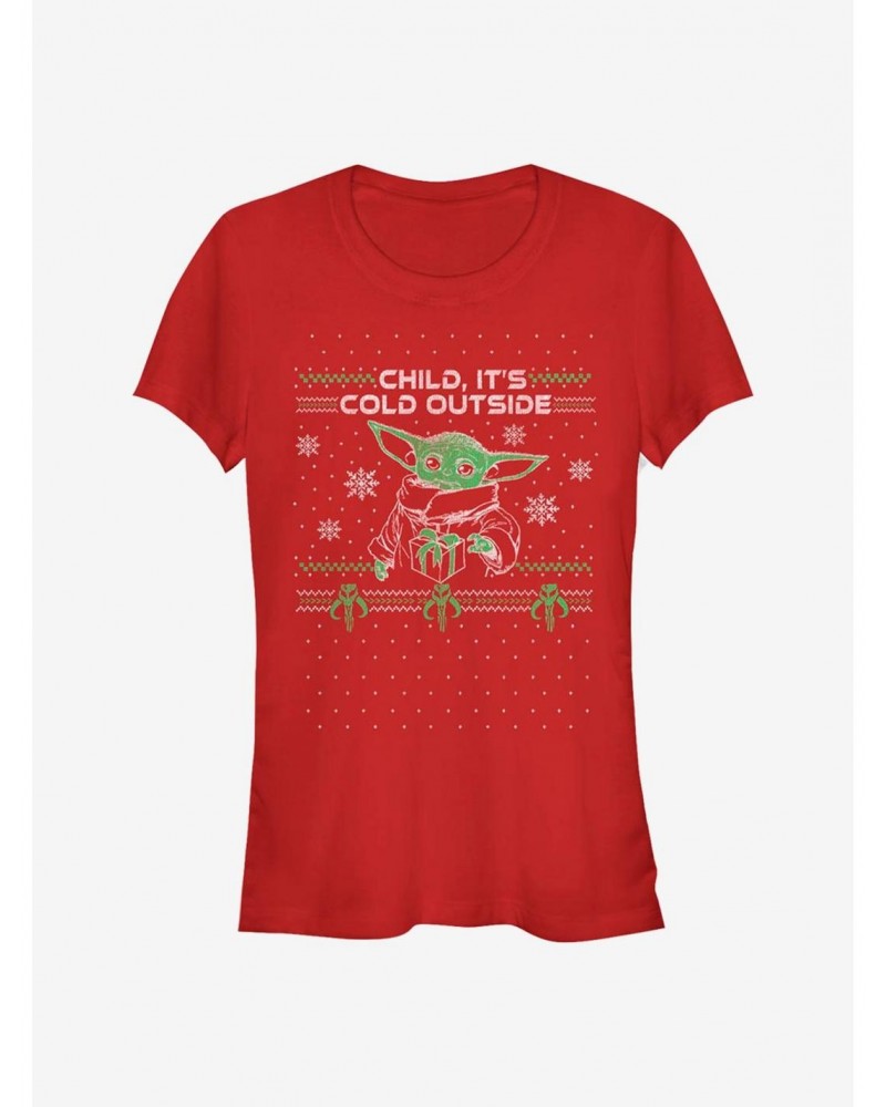 Star Wars The Mandalorian The Child Cold Outside Girls T-Shirt $5.50 T-Shirts