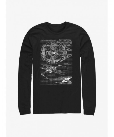 Star Wars Schematics Long Sleeve T-Shirt $9.74 T-Shirts