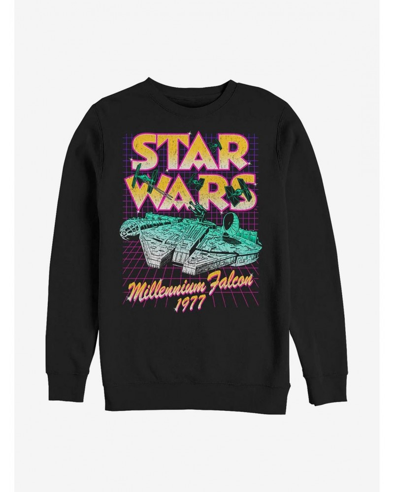 Star Wars Grid Millennium Falcon 1977 Crew Sweatshirt $12.99 Sweatshirts