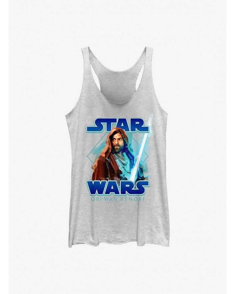 Star Wars Obi-Wan Painterly With Logo Girls Raw Edge Tank $9.95 Tanks