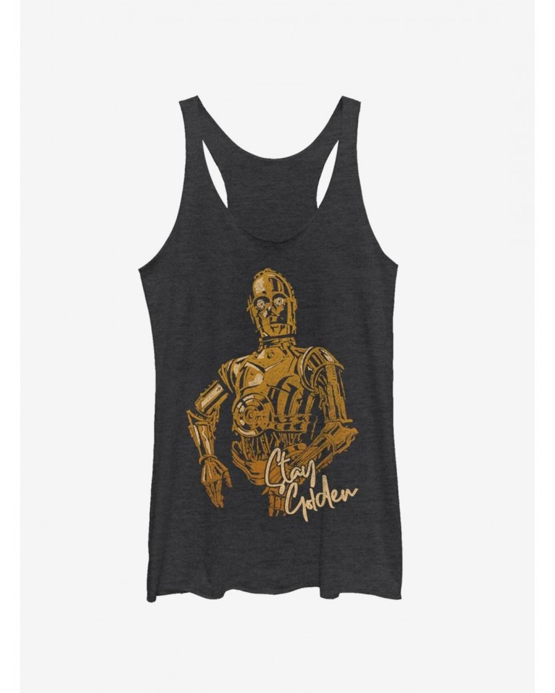 Star Wars Episode IX The Rise Of Skywalker C-3PO Stay Golden Girls Tank $9.12 Tanks