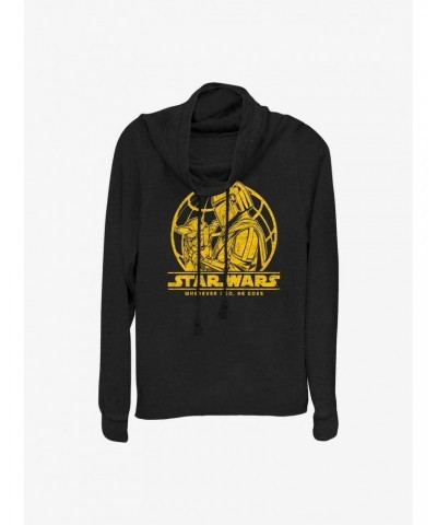 Star Wars The Mandalorian I Go He Goes Cowl Neck Long-Sleeve Top $11.85 Tops