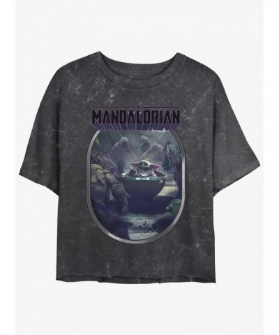 Star Wars The Mandalorian Alamites Attack Grogu Mineral Wash Girls Crop T-Shirt $6.20 T-Shirts