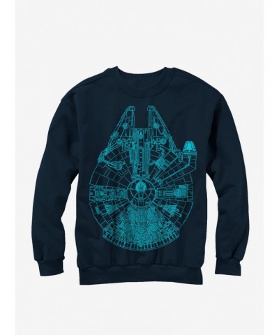 Star Wars Millennium Falcon Outline Sweatshirt $8.86 Sweatshirts