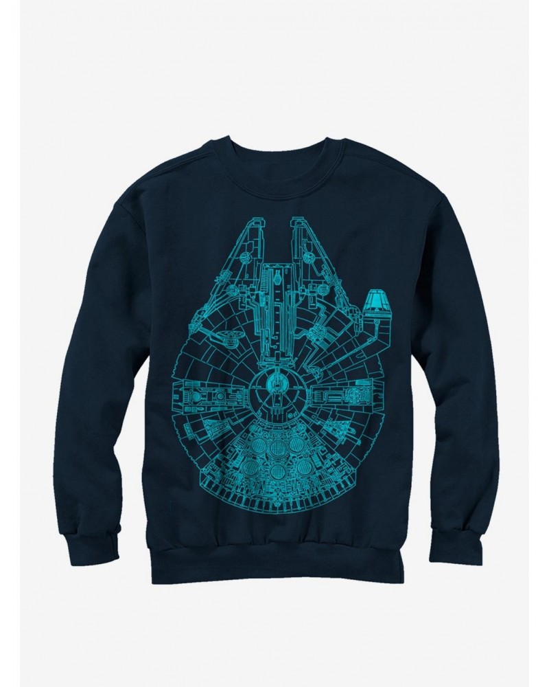 Star Wars Millennium Falcon Outline Sweatshirt $8.86 Sweatshirts