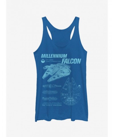 Star Wars Episode VII Millennium Falcon Blueprints Girls Tanks $9.53 Tanks