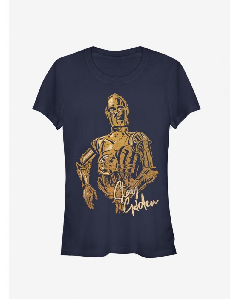 Star Wars Episode IX The Rise Of Skywalker C-3PO Stay Golden Girls T-Shirt $7.93 T-Shirts