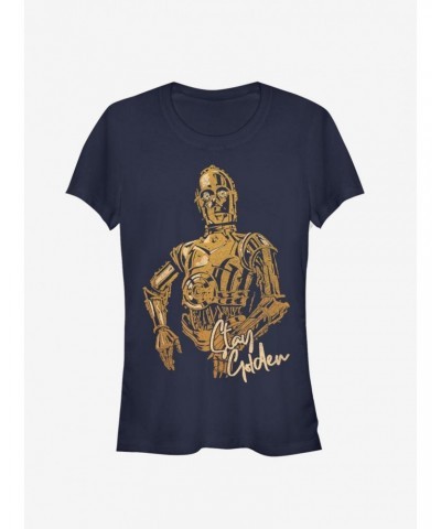 Star Wars Episode IX The Rise Of Skywalker C-3PO Stay Golden Girls T-Shirt $7.93 T-Shirts