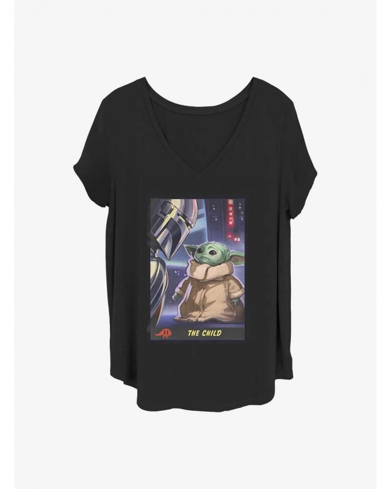 Star Wars The Mandalorian Little Trading Card Girls T-Shirt Plus Size $7.63 T-Shirts