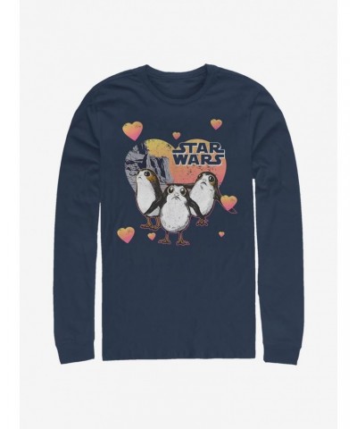 Star Wars Episode VIII The Last Jedi Porg Hearts Long-Sleeve T-Shirt $13.16 T-Shirts