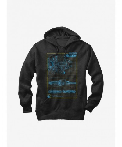 Star Wars Millennium Falcon Blueprint Hoodie $17.96 Hoodies