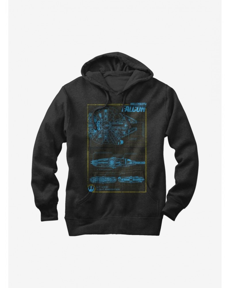 Star Wars Millennium Falcon Blueprint Hoodie $17.96 Hoodies