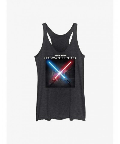 Star Wars Obi-Wan Light Saber Clash Girls Raw Edge Tank $8.70 Tanks