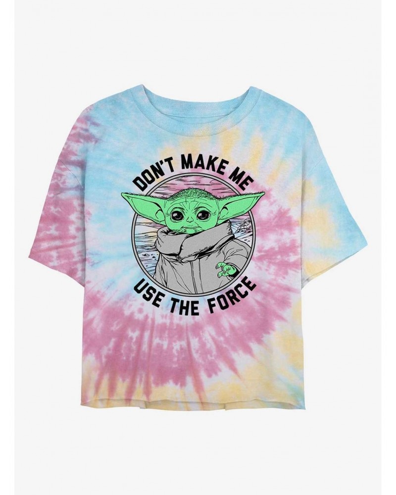 Star Wars The Mandalorian Don't Make Me Tie Dye Crop Girls T-Shirt $8.57 T-Shirts