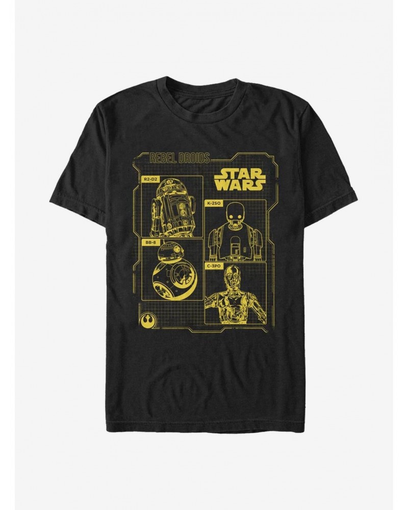 Star Wars Rebel Droids Schematics T-Shirt $6.37 T-Shirts