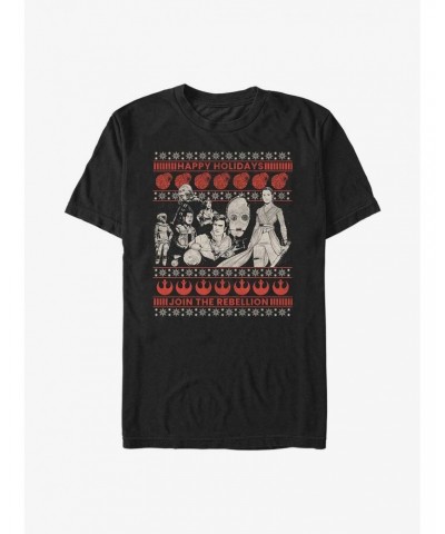 Star Wars: The Rise Of Skywalker Rebellion Ugly Holiday T-Shirt $5.75 T-Shirts