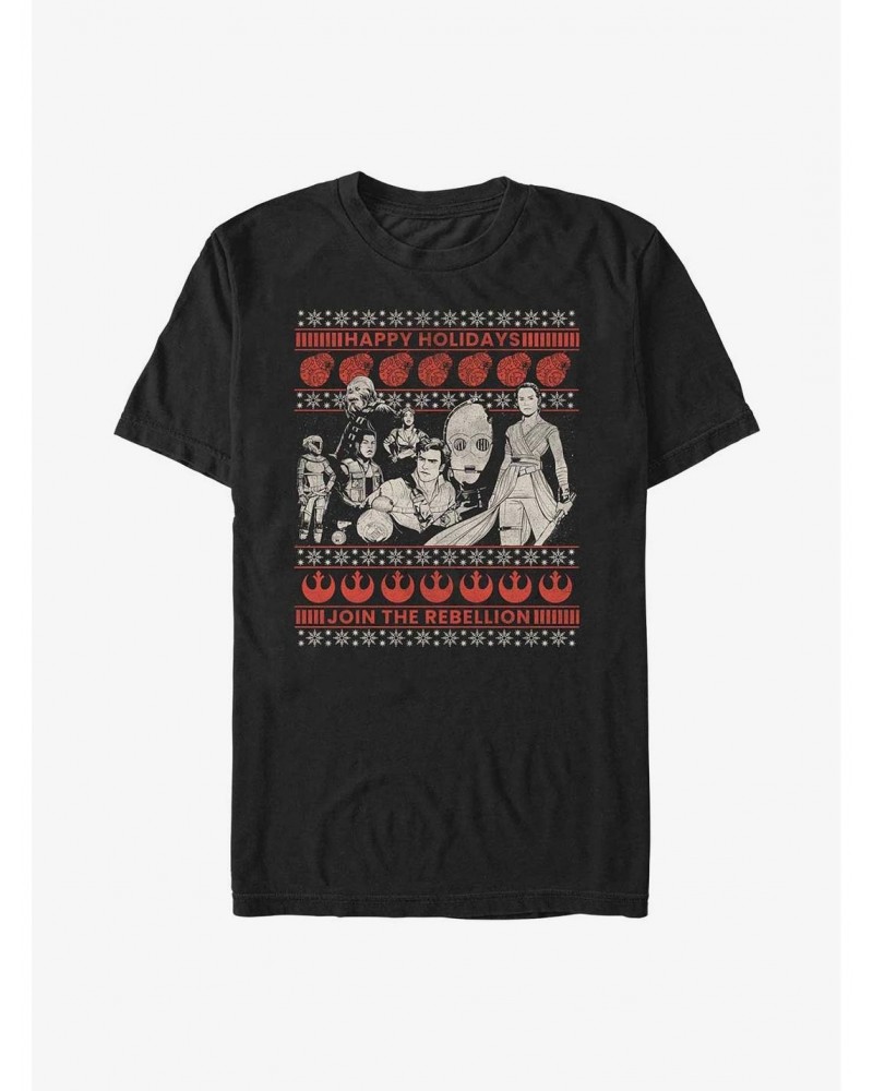 Star Wars: The Rise Of Skywalker Rebellion Ugly Holiday T-Shirt $5.75 T-Shirts