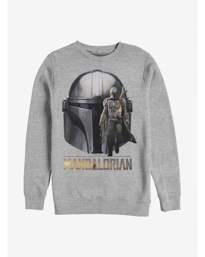 Star Wars The Mandalorian Mando Head Crew Sweatshirt $8.86 Sweatshirts