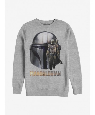 Star Wars The Mandalorian Mando Head Crew Sweatshirt $8.86 Sweatshirts