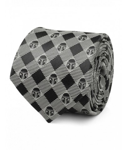 Star Wars The Mandalorian Plaid Black Gray Men's Tie $13.62 Ties