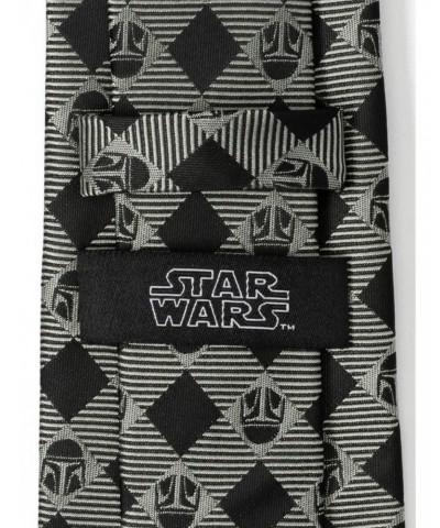 Star Wars The Mandalorian Plaid Black Gray Men's Tie $13.62 Ties