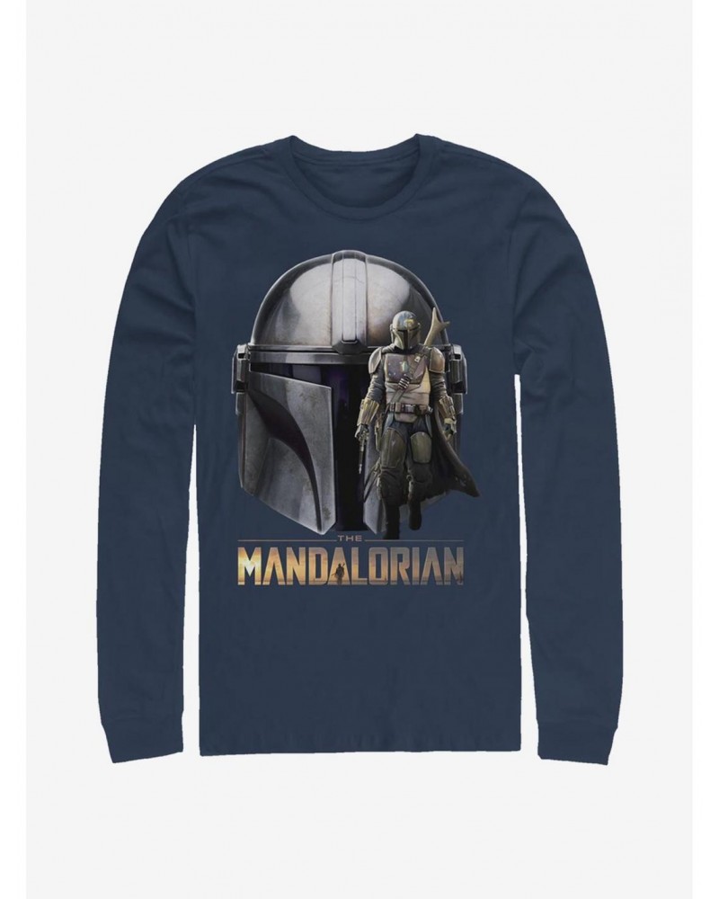 Star Wars The Mandalorian Mando Helmet Long-Sleeve T-Shirt $8.95 T-Shirts